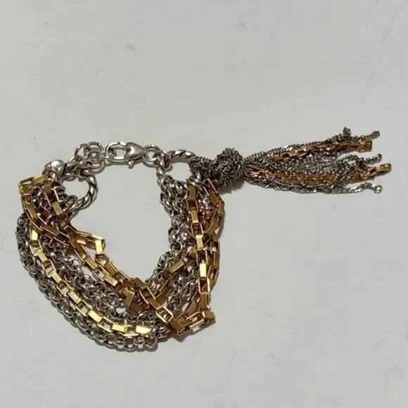 BRIGHTON Tassel in the Mix two tone multi strand bracelet - Picture 3 of 4